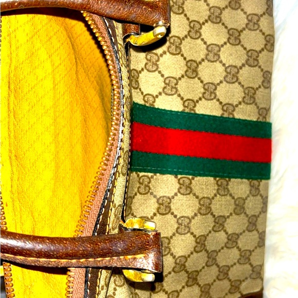 Authenticated Gucci Hand Bag Brown PVC with D rings! You can add a chain/strap - Picture 5 of 12